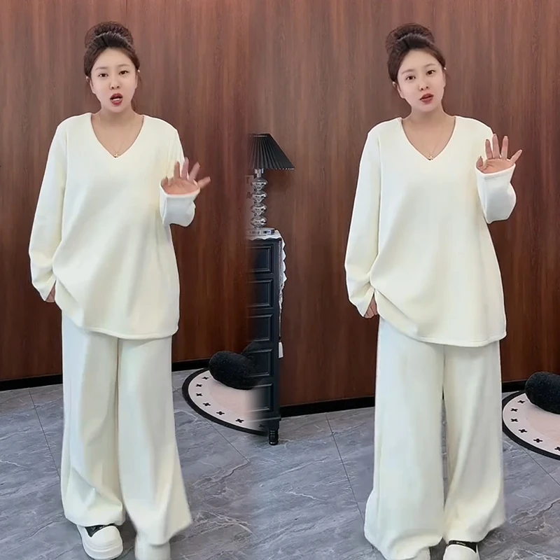 2025秋冬新款时尚显瘦气质网红高档套装女高级百搭宽松大码两件套