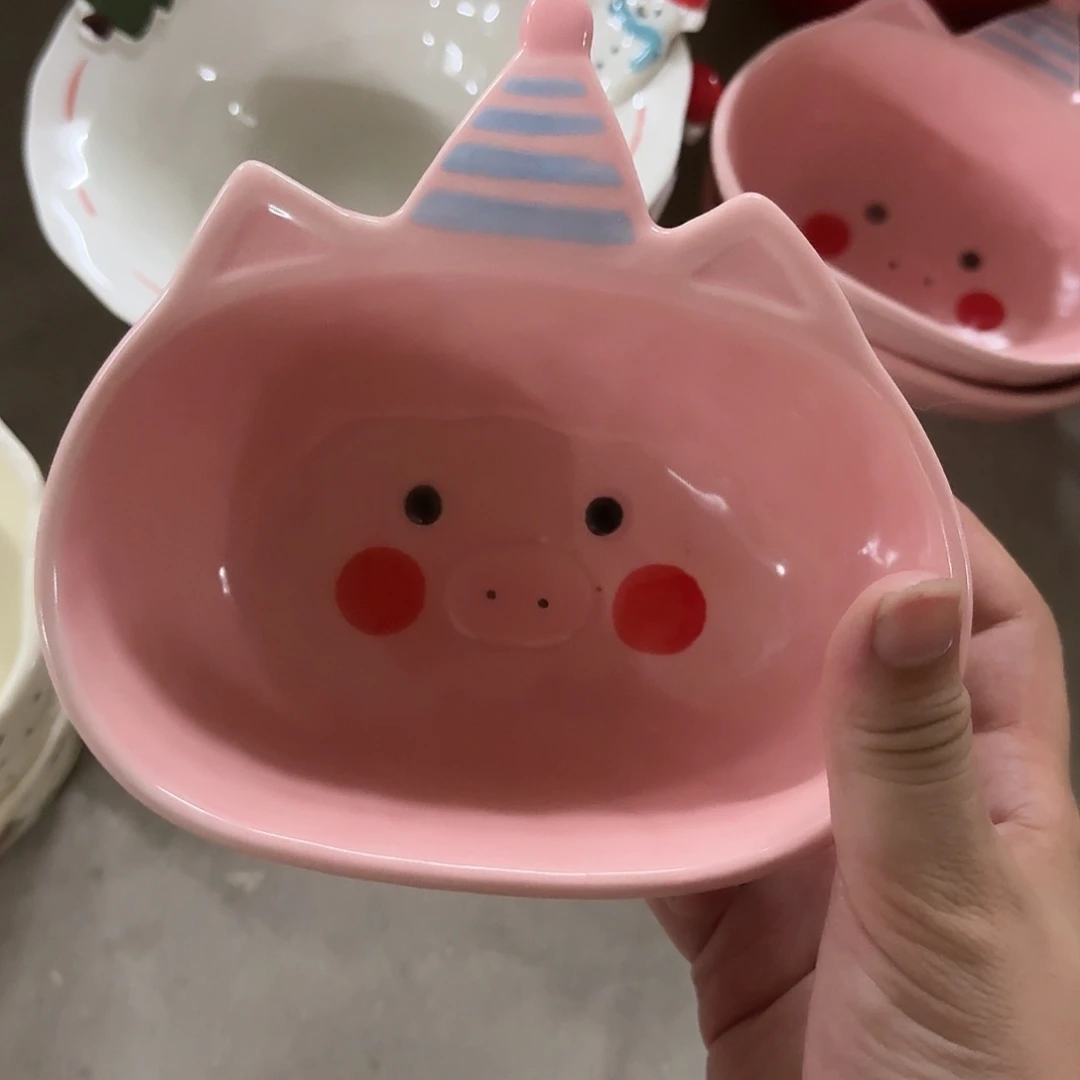 搪瓷微瑕猪碗一个