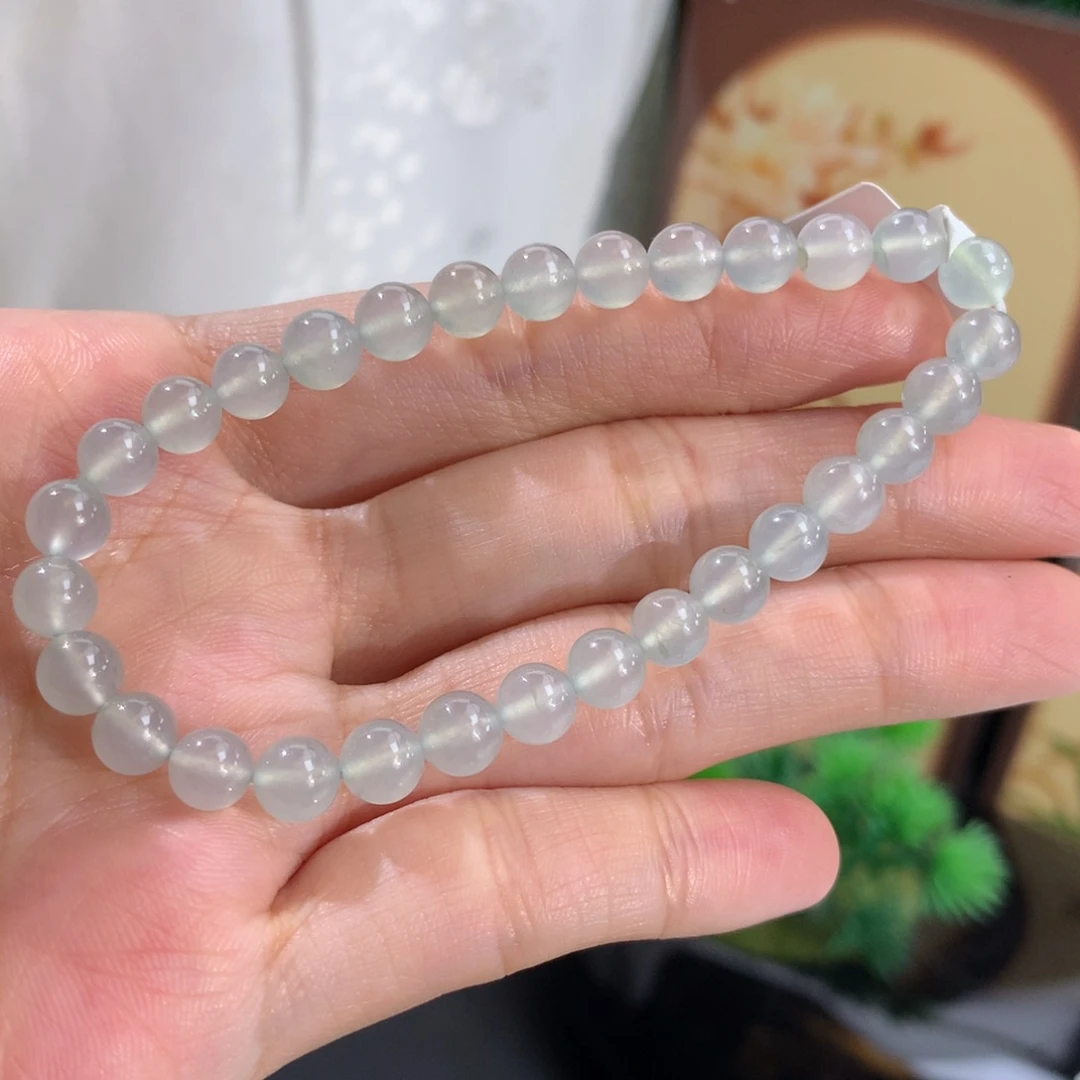 翡翠未镶嵌手串卡6正冰蓝晴手串