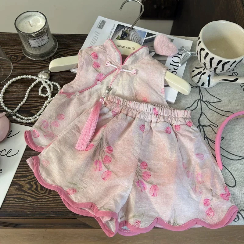 新中式女童汉服套装2025新款夏季洋气中式夏装国风儿童两件套发货