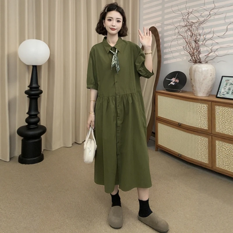 时尚气质简约短袖连衣裙2025夏新款时尚韩版收腰POLO领裙子