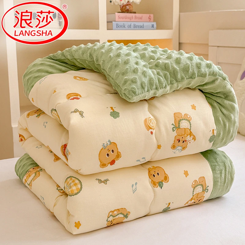 浪莎A类全棉豆豆被秋冬款大豆被子新生儿婴儿幼儿园儿童春秋被芯