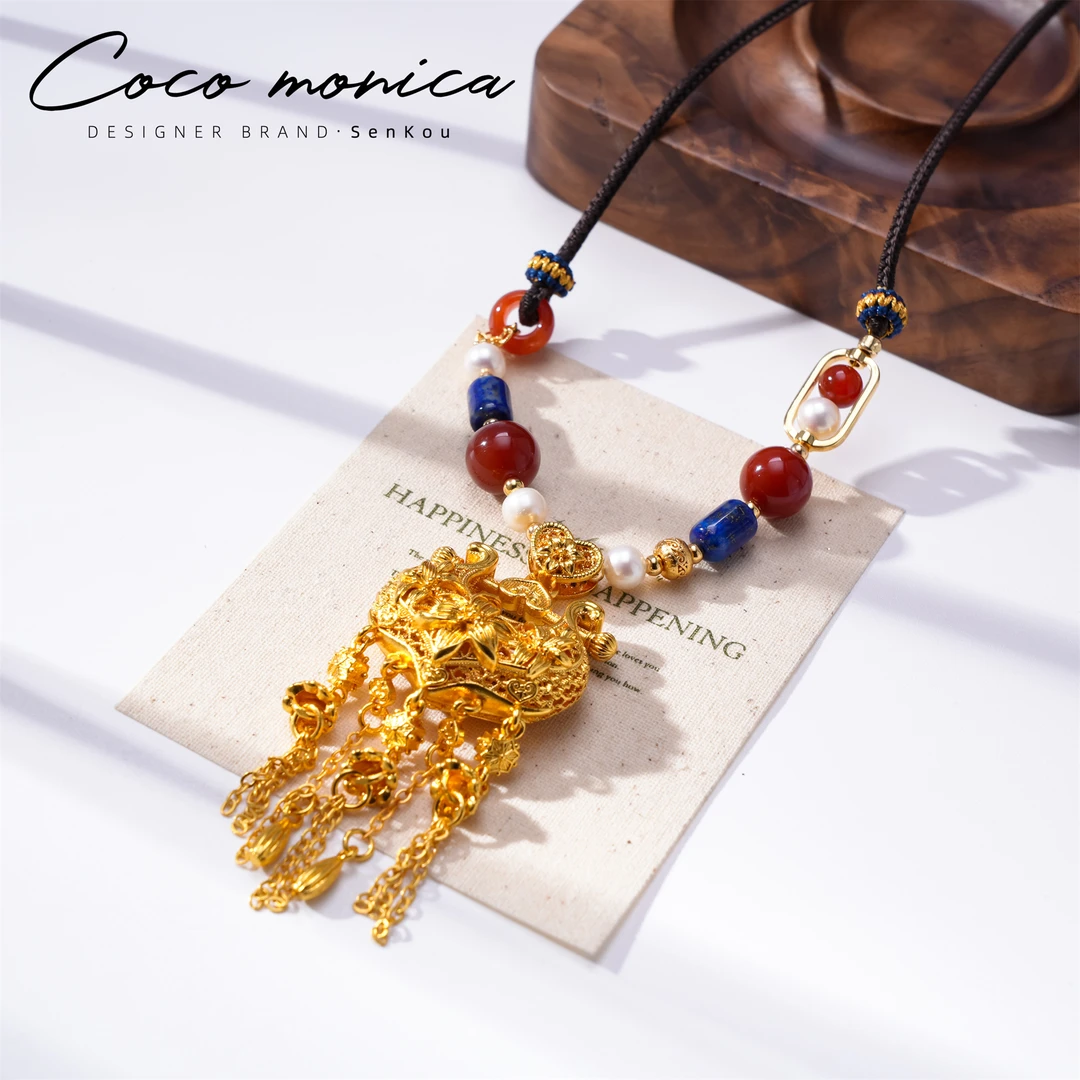 【小霞珠宝】锁项链珍珠手工气质项链皱巴长款AD126