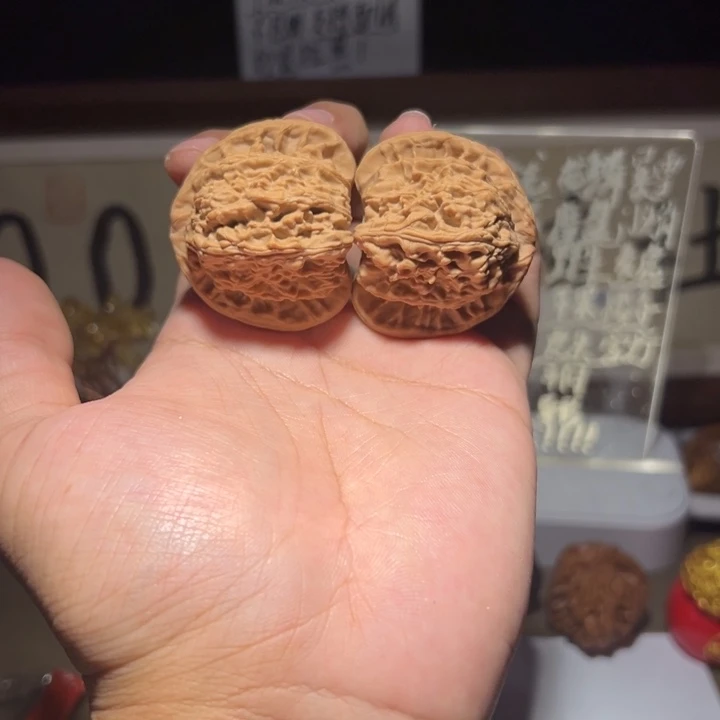 文玩核桃把件42微修尖三角白狮子