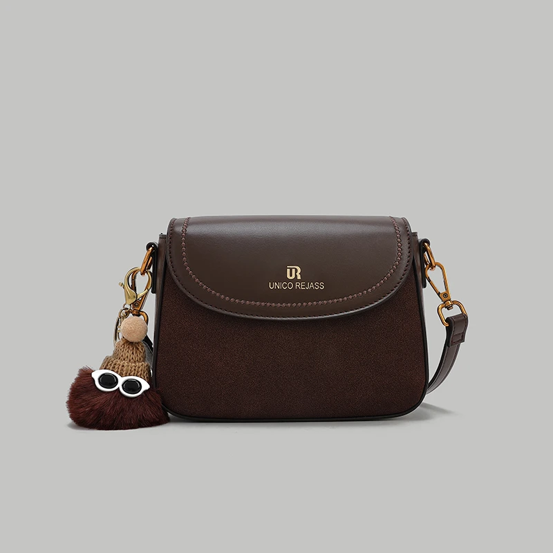 磨砂棕盒子包时尚休闲百搭女士斜挎小包-60228-