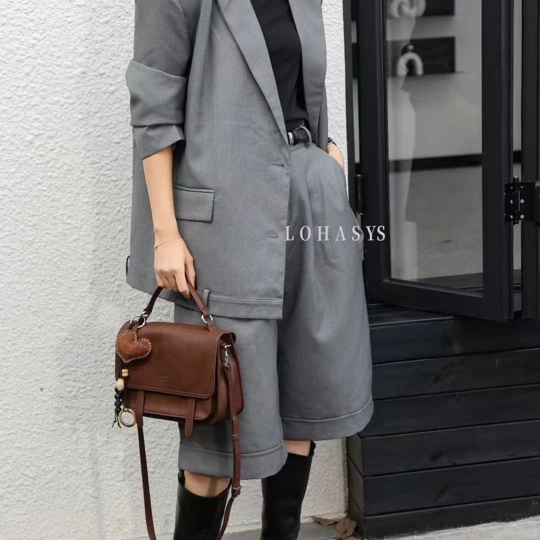 时尚新款植鞣拉链手提包女士单肩包通勤风潮流韩版斜挎包（2053）