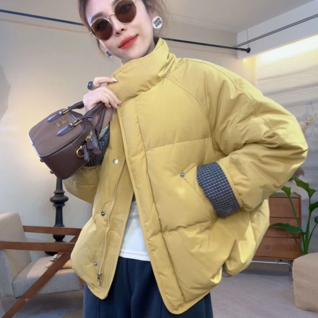 撞色棉服2025冬季新款棉服时尚百搭显瘦长袖休闲棉服外套女