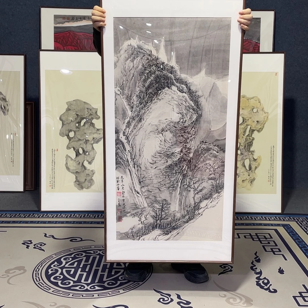 国画手绘画作品带框60/120