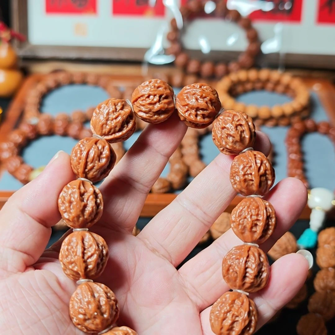 文玩核桃手串油蜡皮深纹肉筋八楞手持