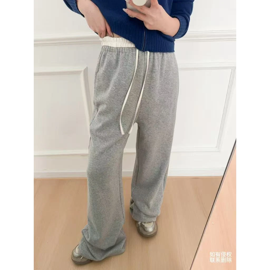 『朱小姐』「许我耀眼」灰色抽绳休闲松弛感直筒裤 G575