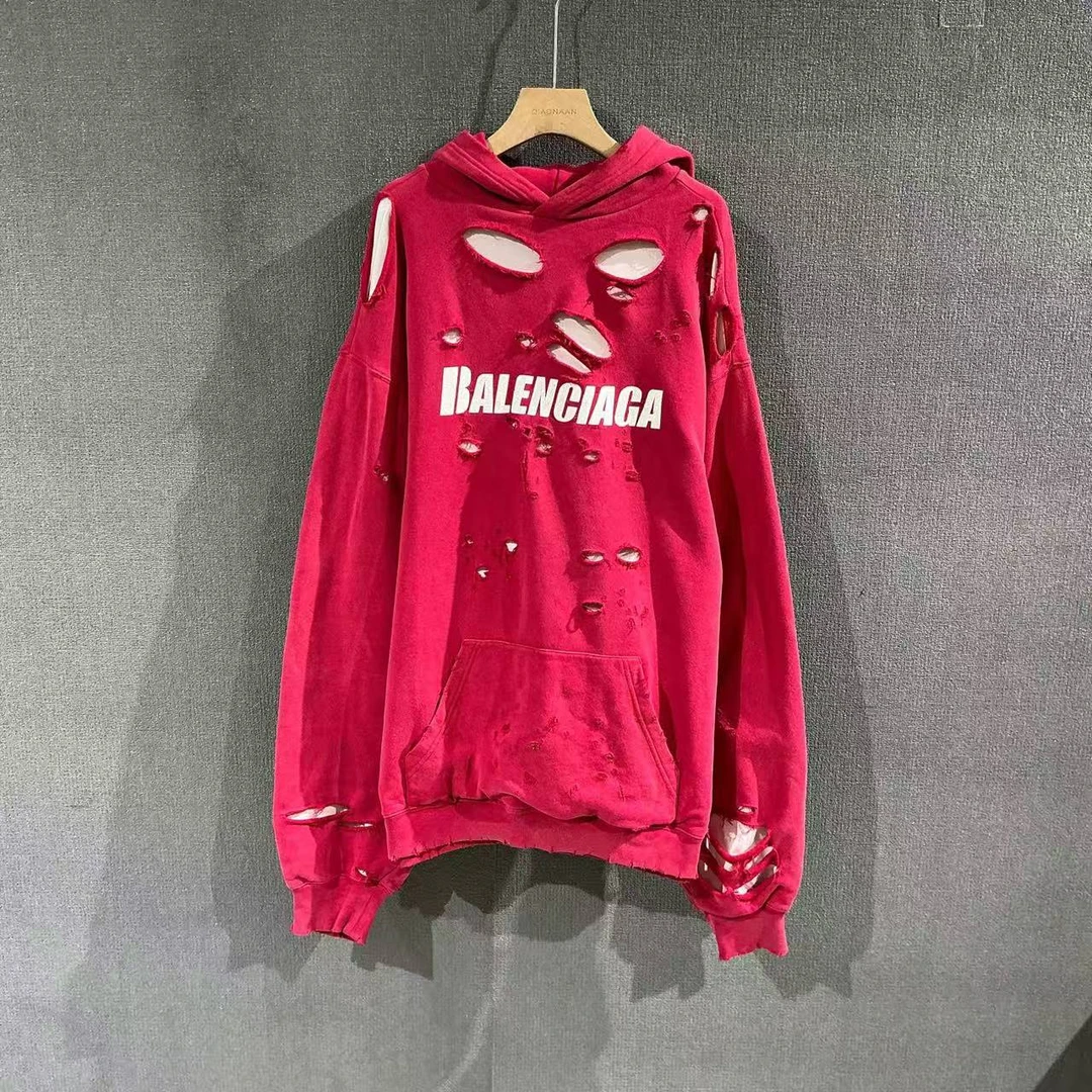 95新 Balenciaga/巴黎世家 （pm）虫洞大破坏帽衫 xs码/3304