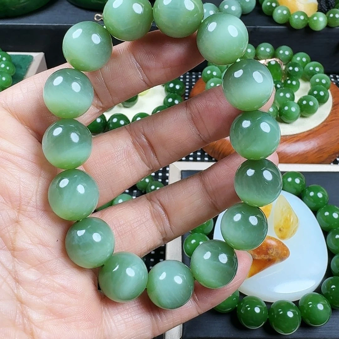 【闪购商品】未镶嵌手链和田玉（碧玉）卡14一线猫眼