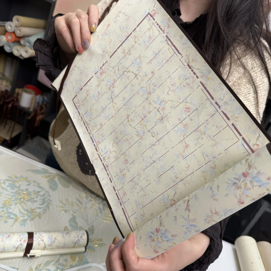 【闲鹤斋·牵丝戏】23*138cm 蜡染手卷 空白 竖格 作品纸