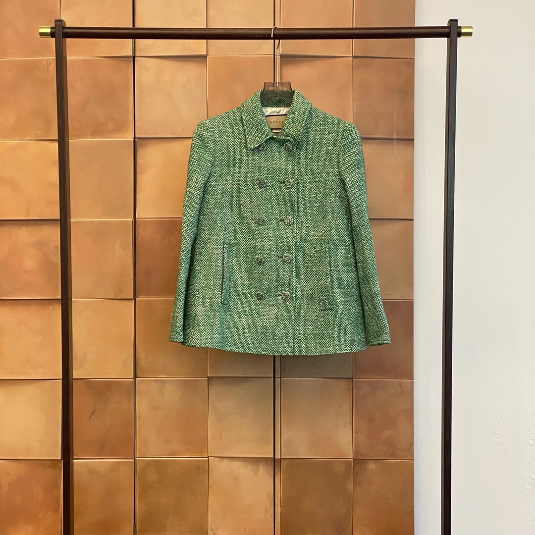 Gucci 24ss最新款薄荷曼波色粗花呢小香风/40码/全新带吊/29006