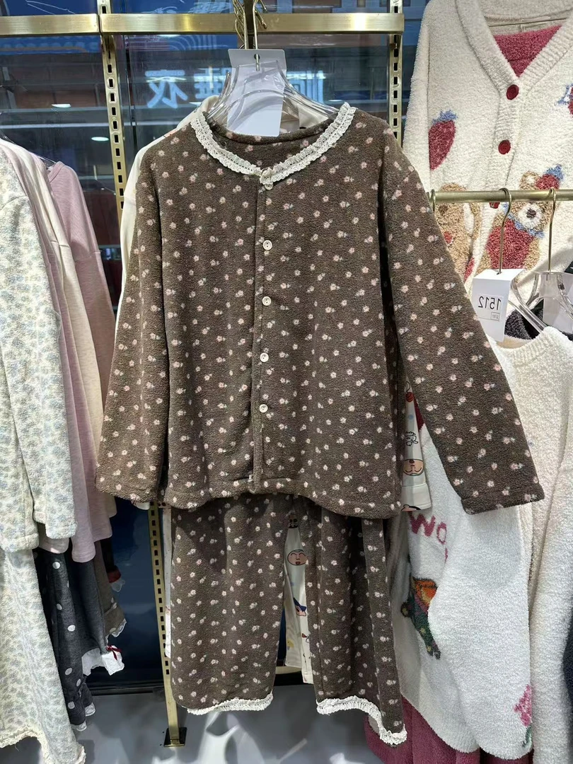 秋冬新款摇粒绒合集 睡衣开衫圆领小碎花家居服