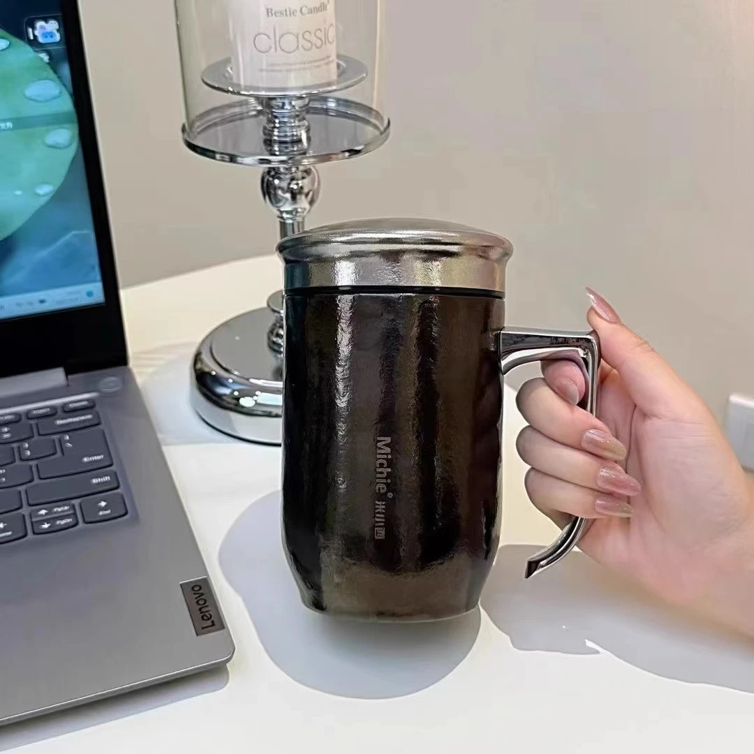 米小西纯钛保温杯老板杯办公商务杯茶水分离钛杯高端男士泡茶水杯