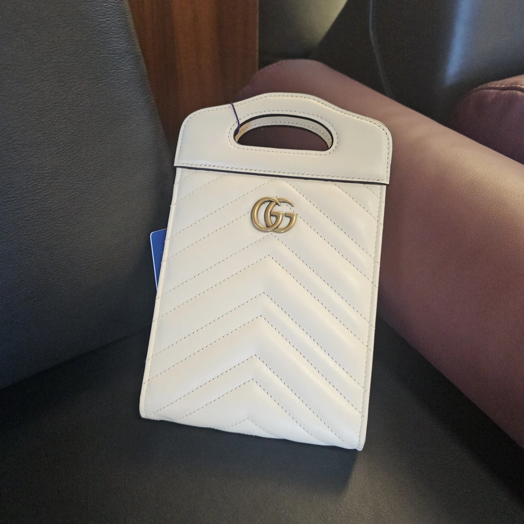95新 GUCCI/古驰 GUCCI古驰 Marmont白色迷你链条手提包