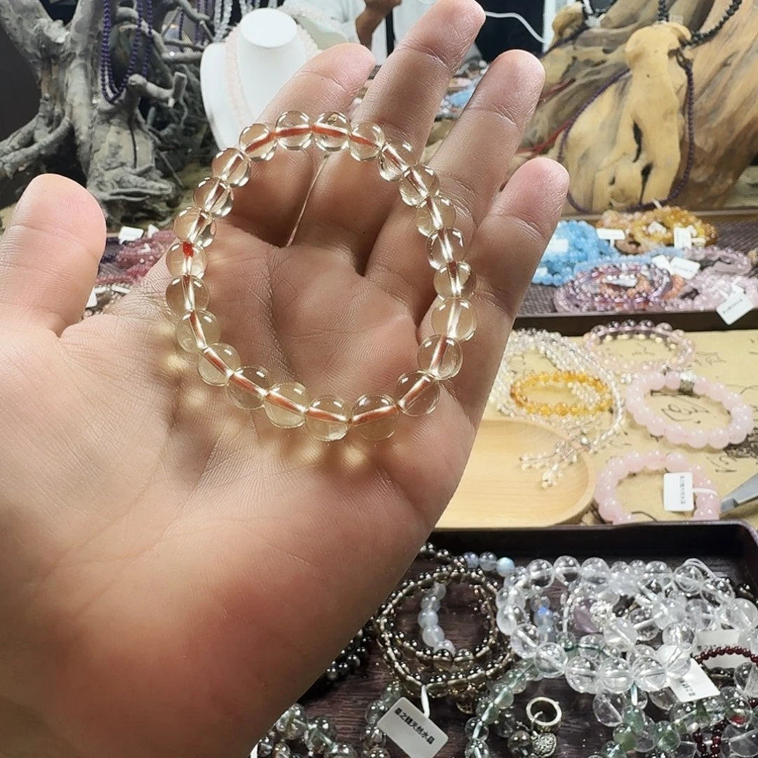 S***s未镶嵌手链水晶天然黄水晶手链