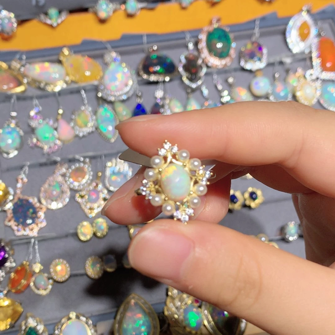 欧泊银S925镶嵌欧泊戒指t