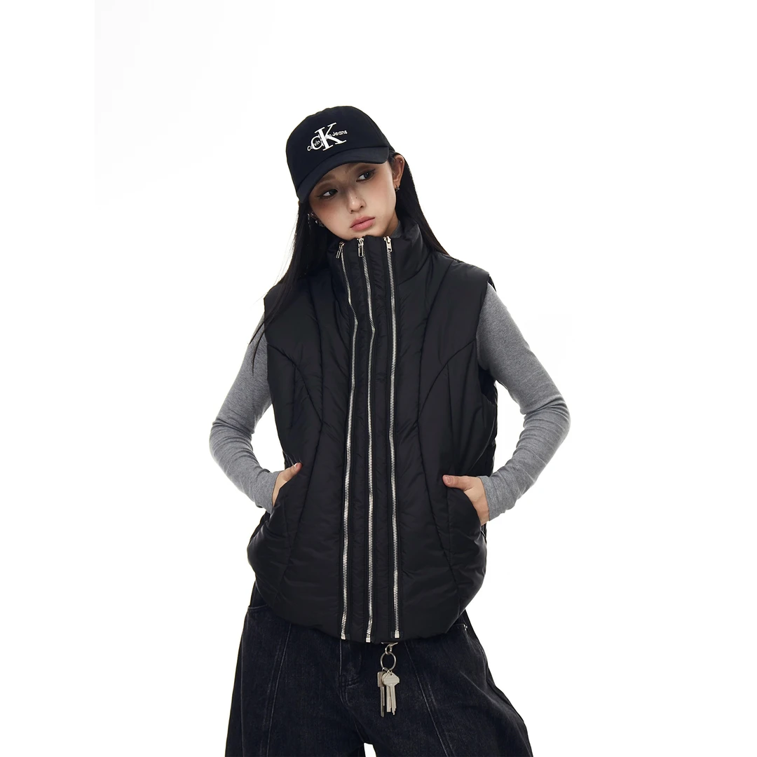 BLACKLISTS美式机能解构设计感拉链棉服马甲男女冬季外穿无袖外套