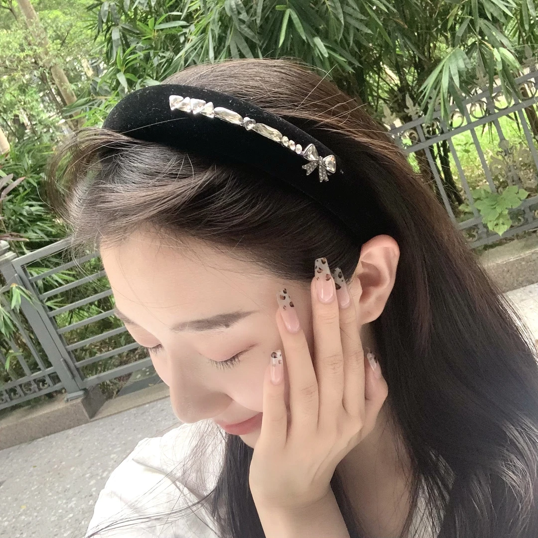 韩国Eunoia Nero【墨绒蝶钻发箍】1079手工气质丝绒轻奢时尚优雅