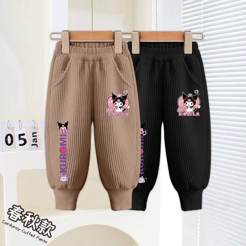 女童灯芯绒裤子春秋款洋气中大童宽松长裤儿童束脚裤运动休闲秋季
