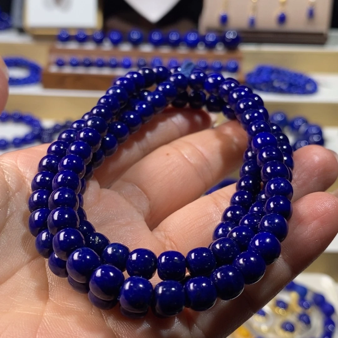 青金石未镶嵌手串7m老矿108佛珠