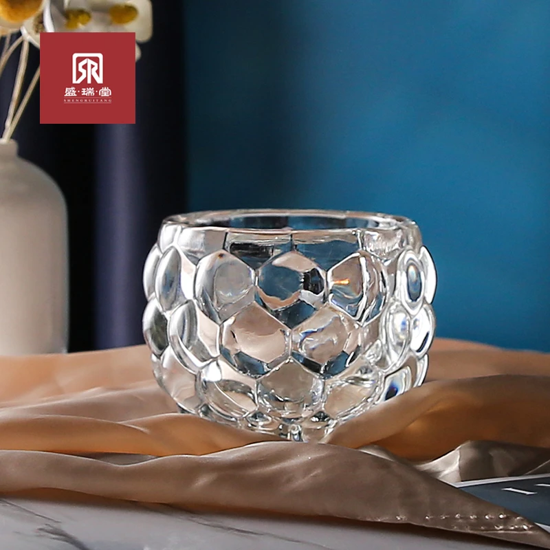水晶凸点圆球花瓶水晶品质玻璃圆球工艺水培绿萝盆景玻璃瓶