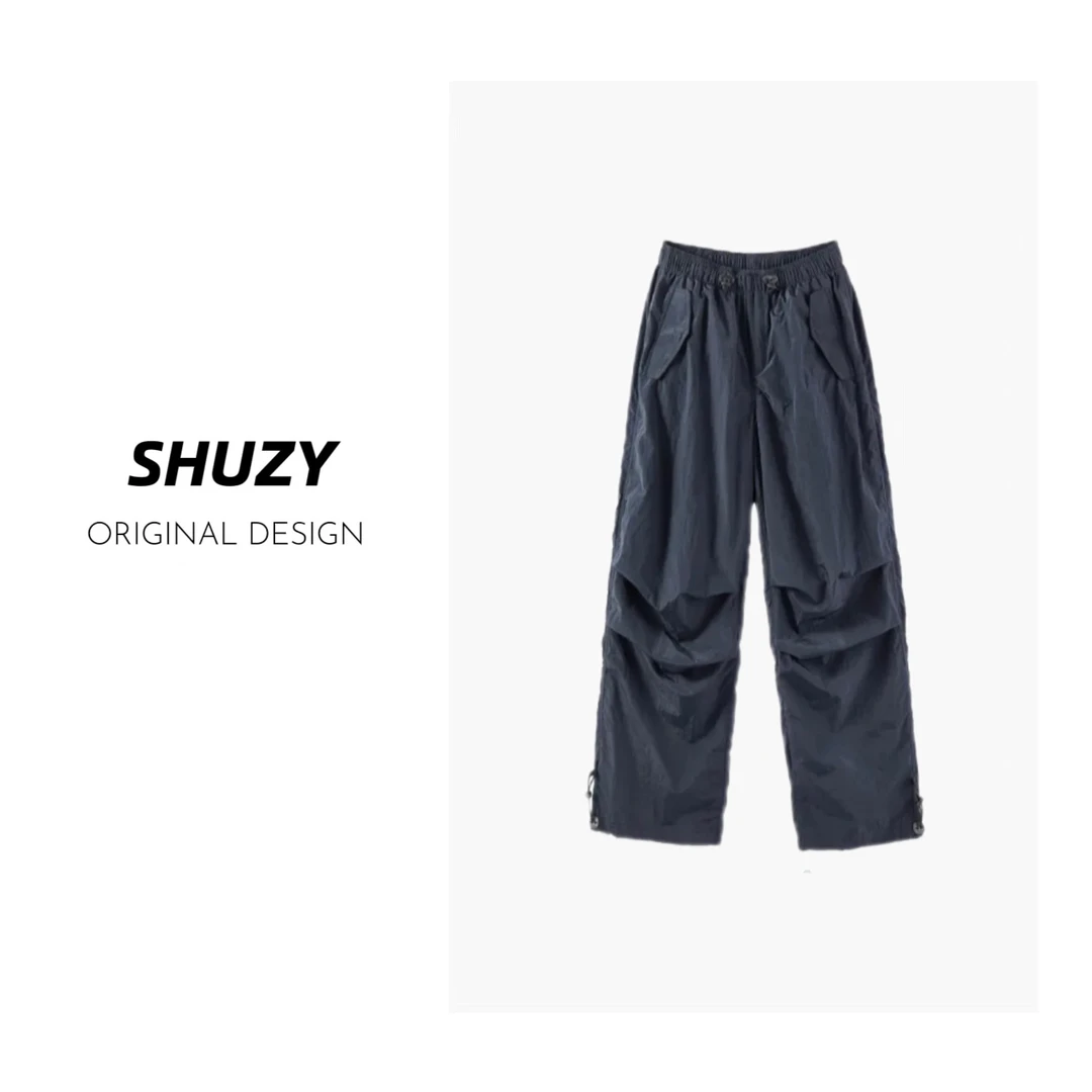 SHUZY | 「穿衣自由」2025S'速干微阔褶皱运动工装伞兵裤SZ25033