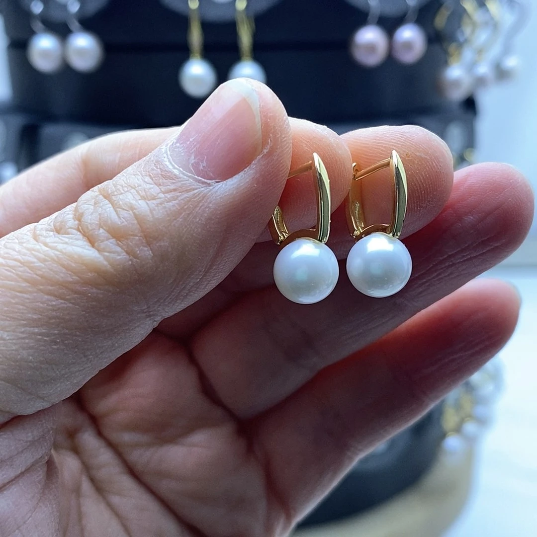 淡水珍珠耳饰银S925镶嵌