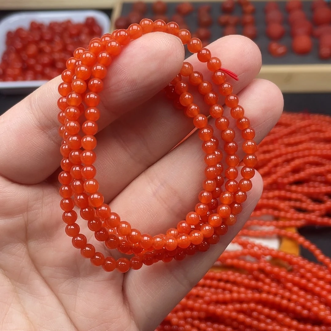 南红玛瑙4号保山锦红亮光卡4小米链未镶嵌