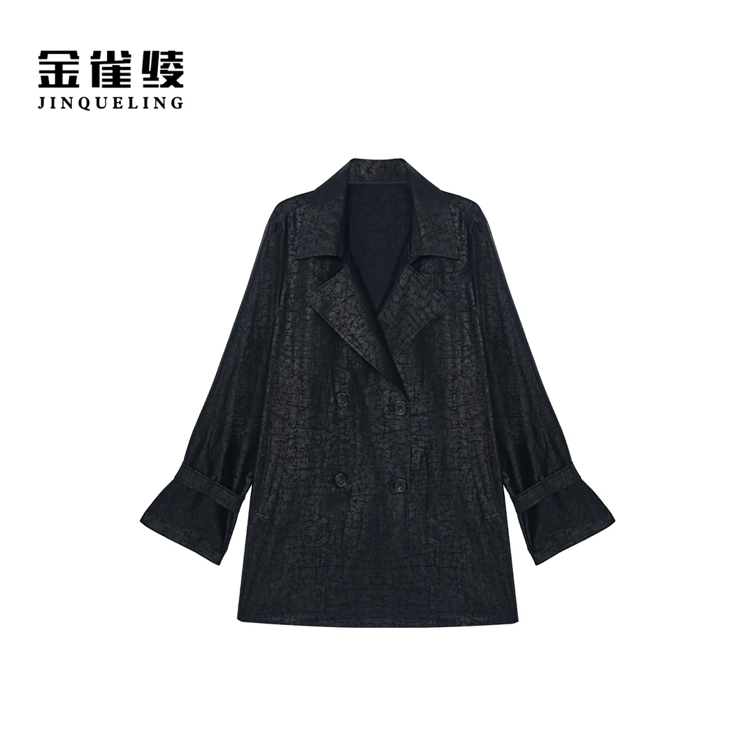 金雀绫【扶摇东方】香云纱100桑蚕丝龟裂纹加宽加大风衣SZA2TW542