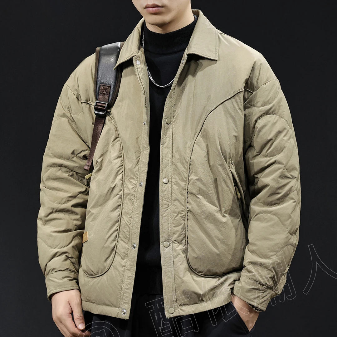 LEIGHZ/雷茨翻领轻薄保暖羽绒服男秋冬季2025年新款百搭男士外套