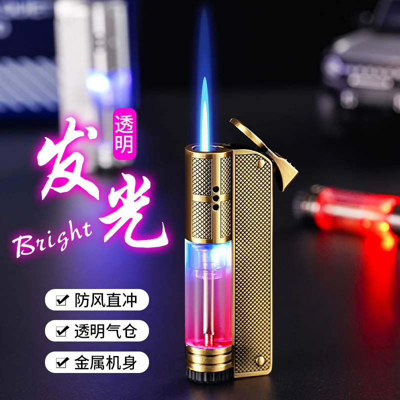 德国WEITELANG网红发光ins高颜值打火机防风充气幻彩光效直冲透明