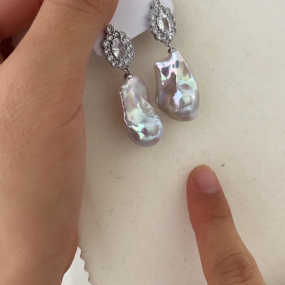 合金淡水珍珠耳饰