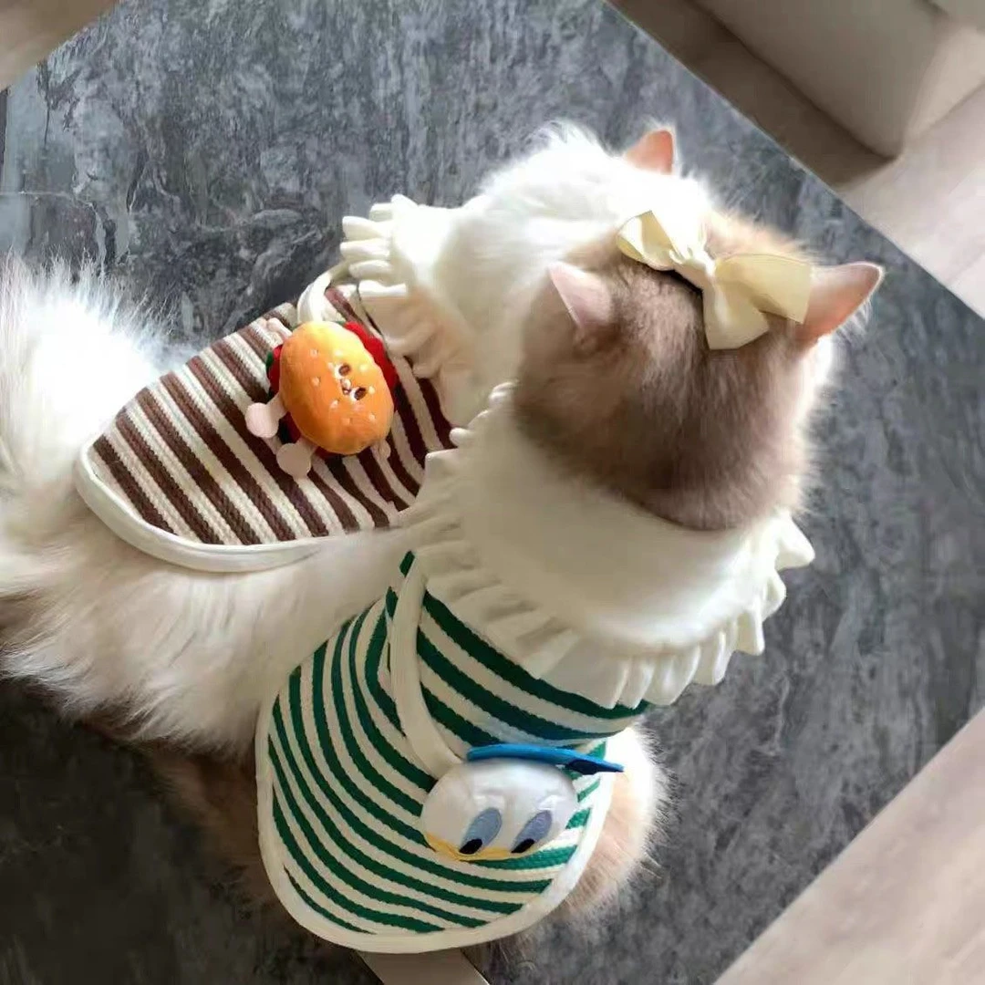 猫咪衣服秋冬季新款可爱条纹海军领背心防掉毛布偶金渐层蓝猫幼猫