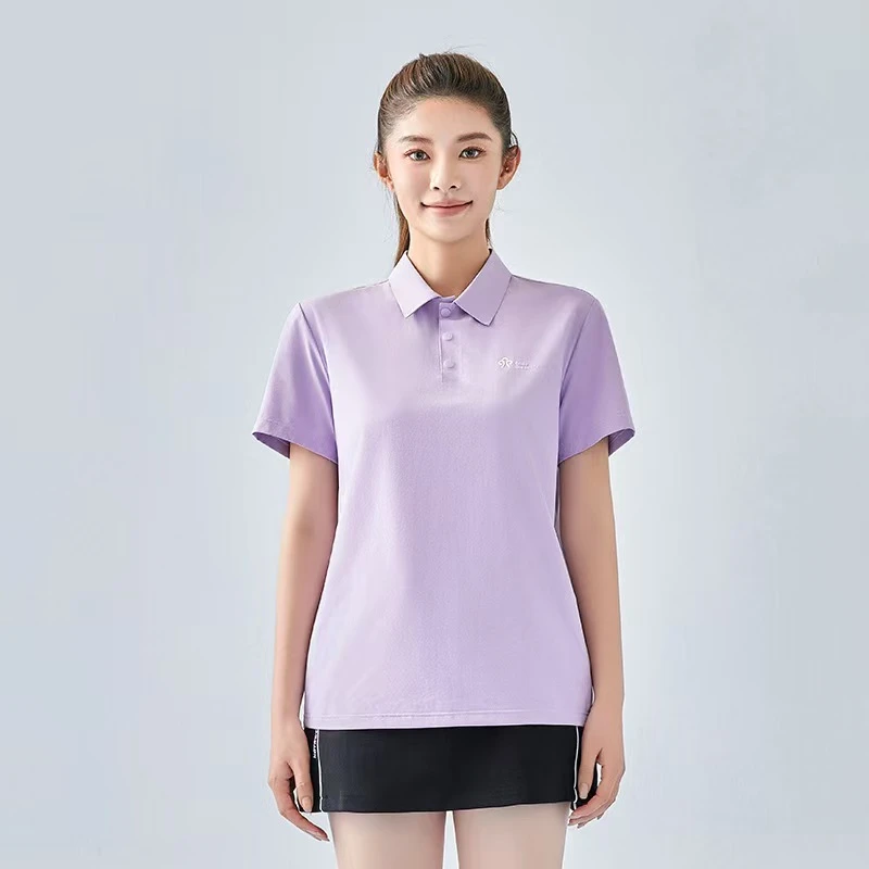 Y速干衣女夏2025新款短袖冰丝polo衫跑步运动工作服团服翻领T袖潮