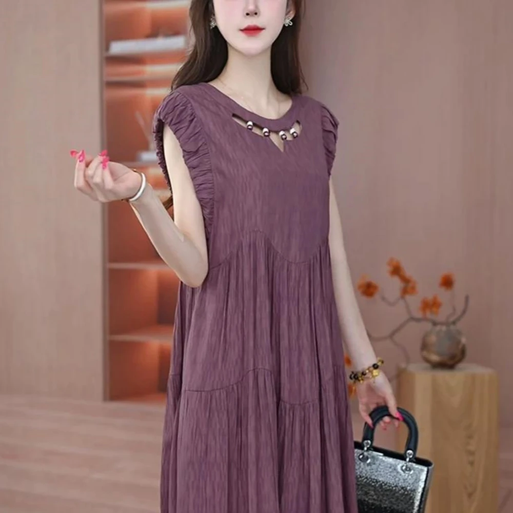 套头大码时尚显瘦连衣裙女夏季新款洋气百搭宽松韩版遮肉中长款裙