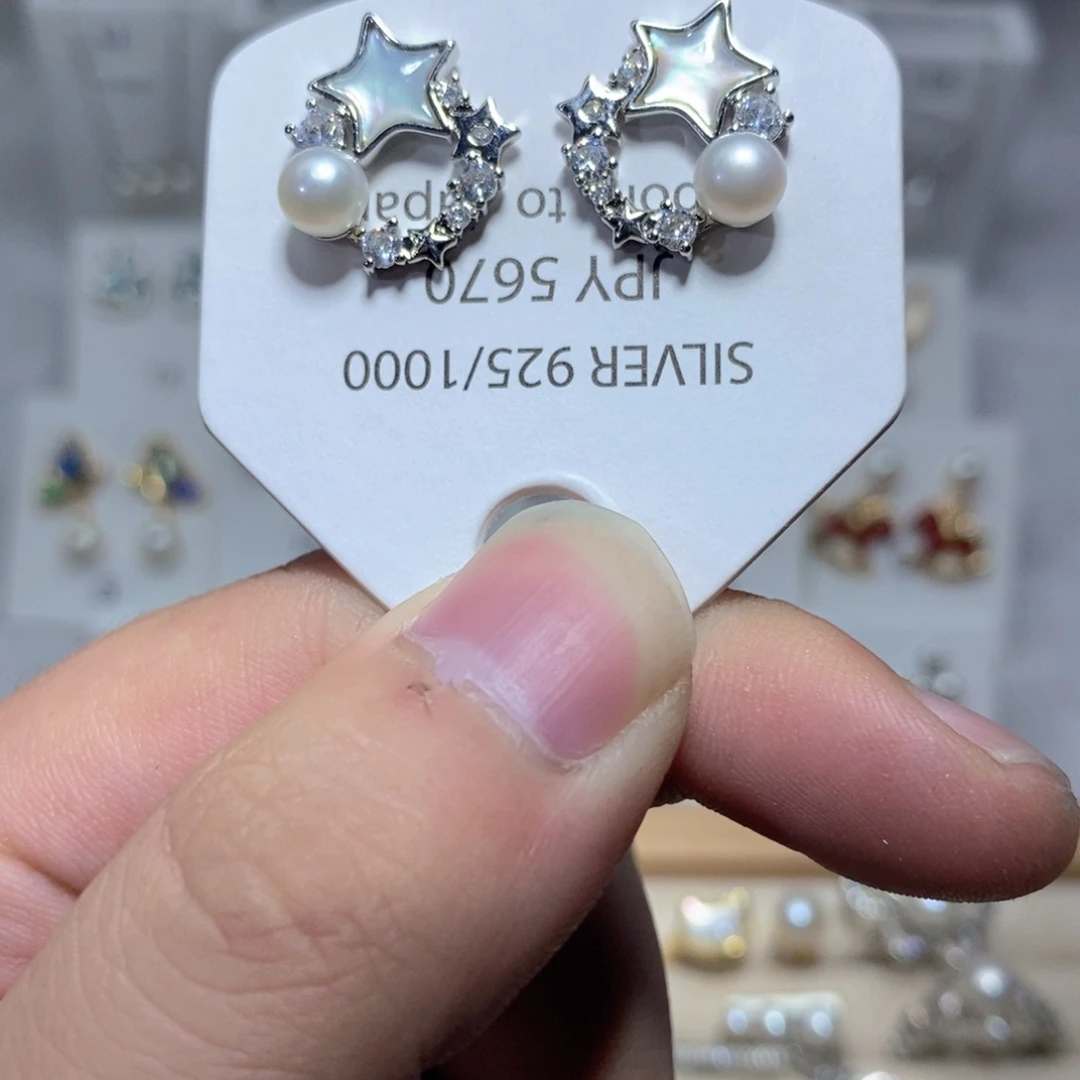 耳饰淡水珍珠银S925镶嵌
