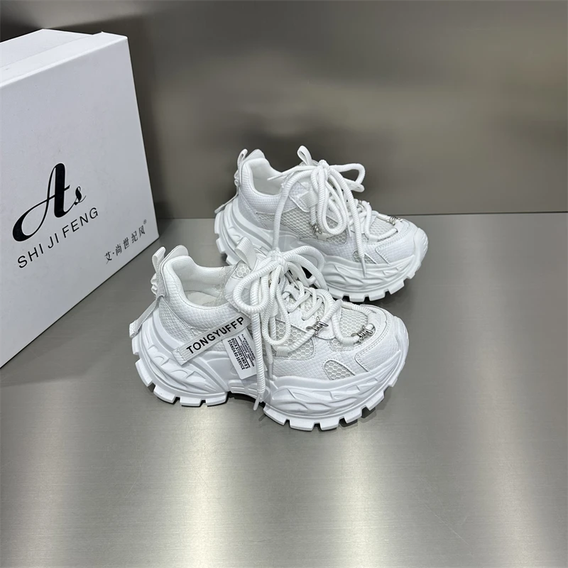 女士女鞋时尚百搭夏季透气春季春夏厚底ins网面韩版系带潮流潮鞋