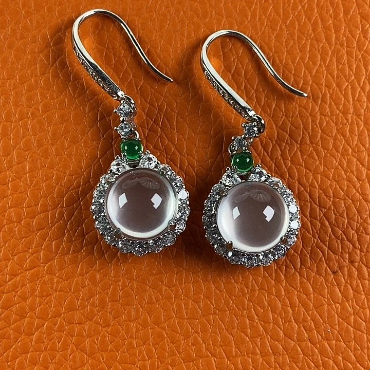 石英质玉银S925镶嵌吊坠(不含链)