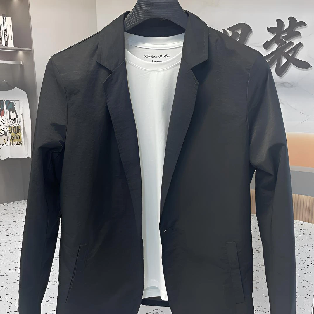 905秋季新款男士时尚潮流修身型薄款西装长袖上衣外套