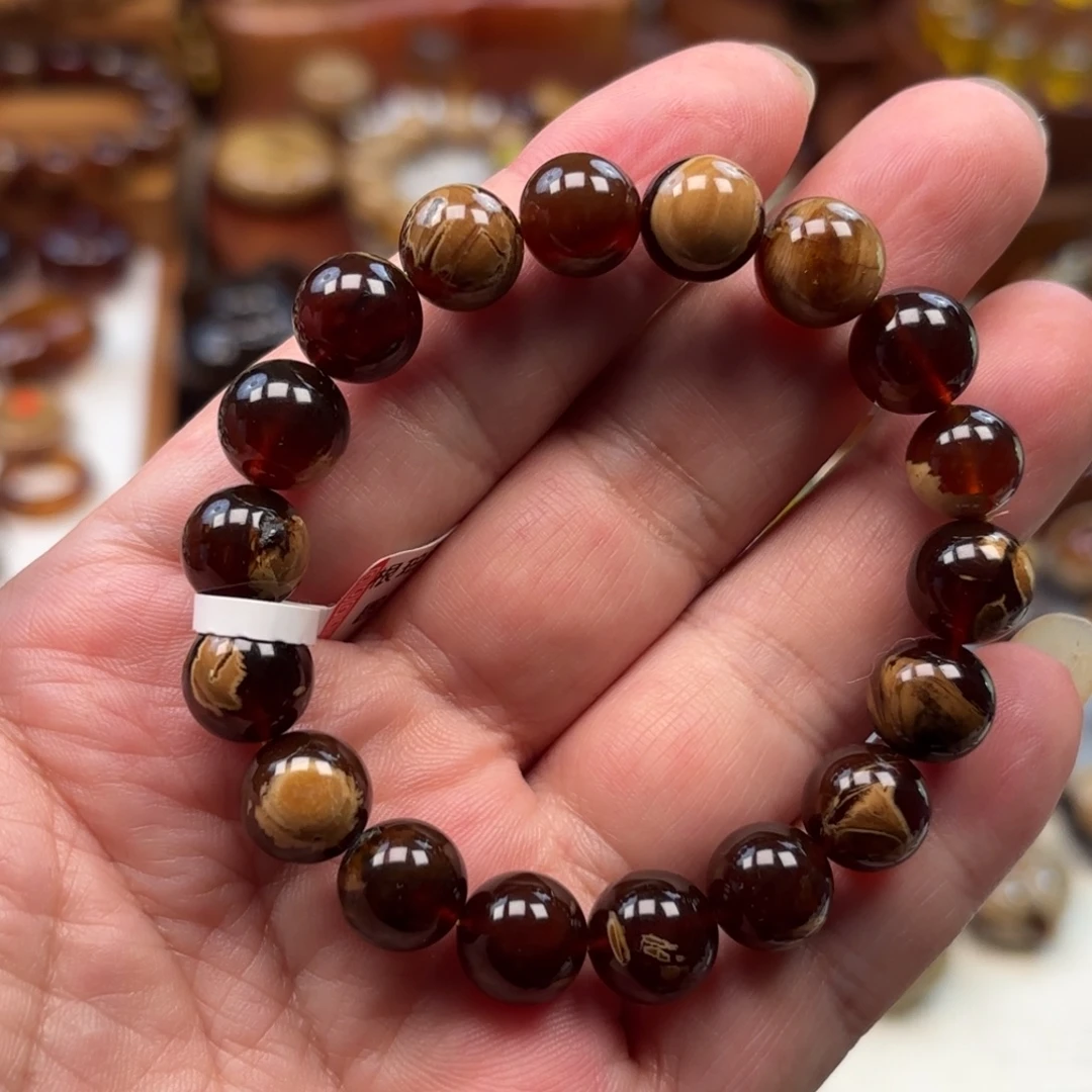 琥珀未镶嵌手串根珀溶洞妖花卡10