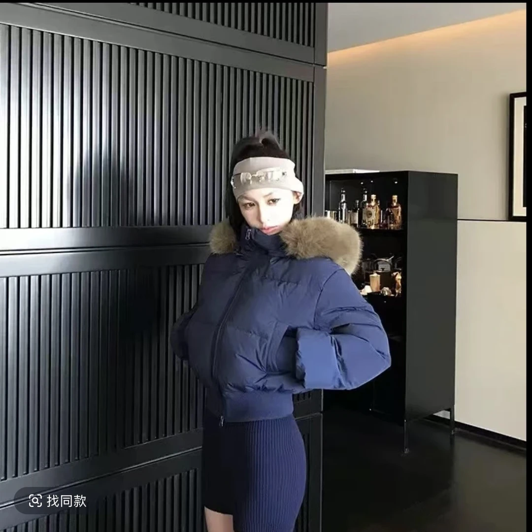 （清完就没有了）大毛领连帽可拆卸！复古美式时尚潮流毛领连帽棉服