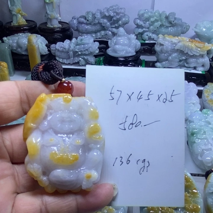 翡翠未镶嵌把件佛公