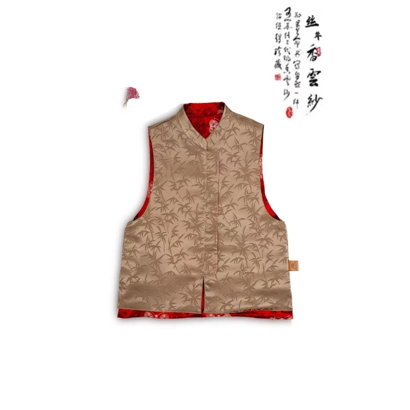 丝年.竹青蝶｜新中式国风立领马甲-4400-静静