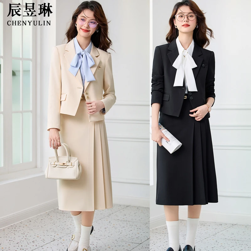 学院风西装套装女JK制服春秋大学生教资面试正装职业装西服套裙