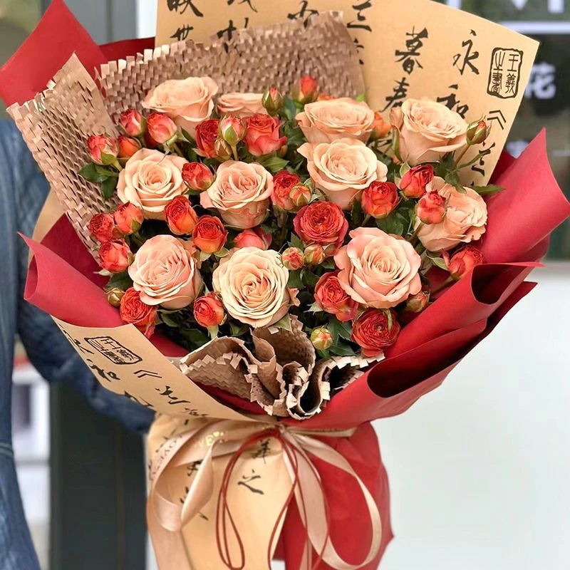 【你与星河皆可收藏】11枝卡布奇诺玫瑰花束送女友老婆国风花束花店送花上门礼品花