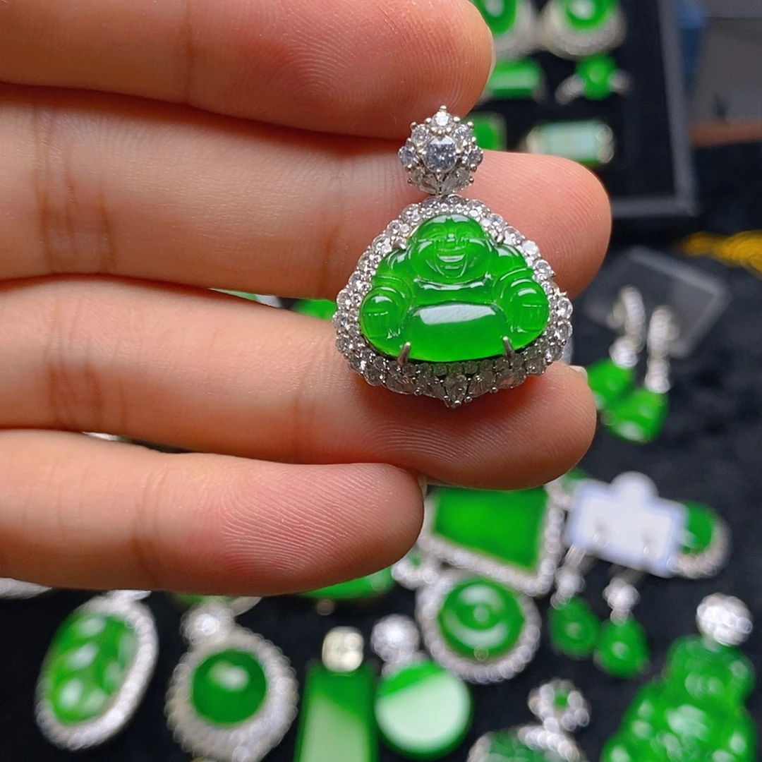 翡翠银S925镶嵌吊坠(赠链)吊坠