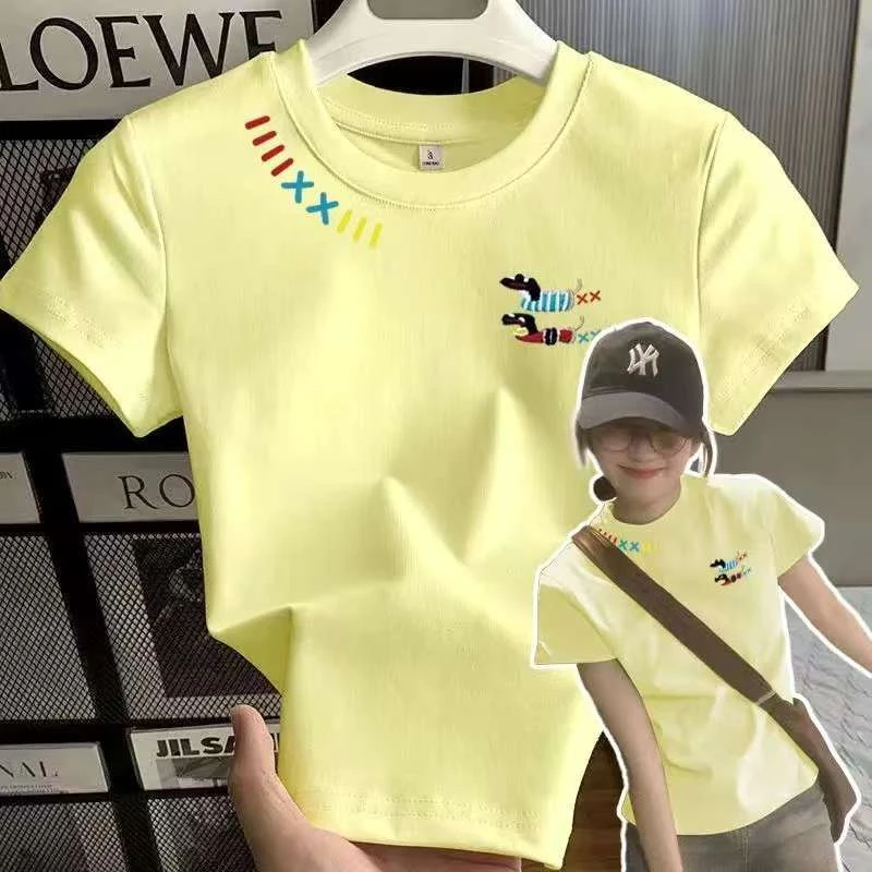 【ZHAP】修身型螺纹短袖宽松型透气T恤休闲半袖潮流打底衫夏季洋气